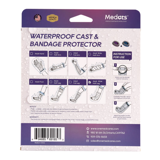 Medots Adult Wide Half Leg Cover Protector for Shower-Reusable Waterproof Cast Cover