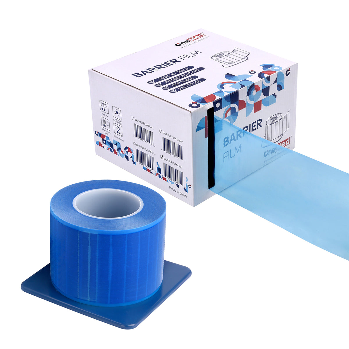 OneMed Dental Barrier Film Blue 2 Rolls 2400 Perforted Sheets 4"x6"