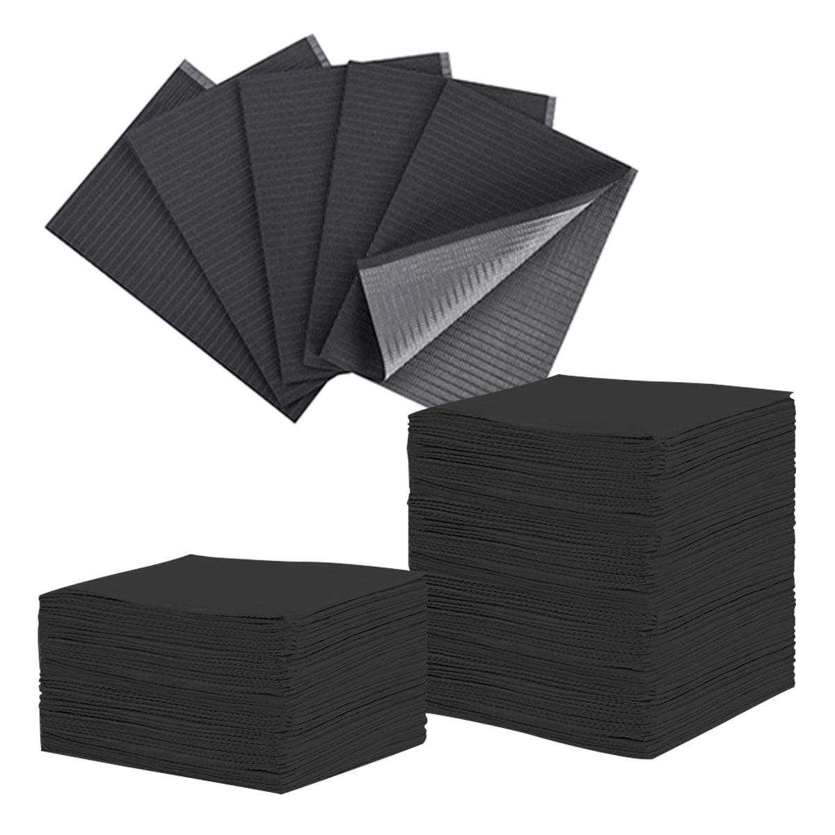 OneMed (Case of 500) Disposable Black Dental Tattoo Patient Towel Bibs 3-Ply 13"x18"