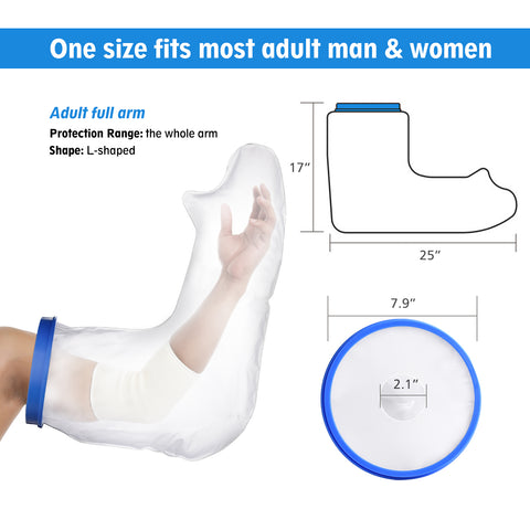 Medots Adult Full Arm Cover Protector for Shower-Reusable Waterproof Cast Cover