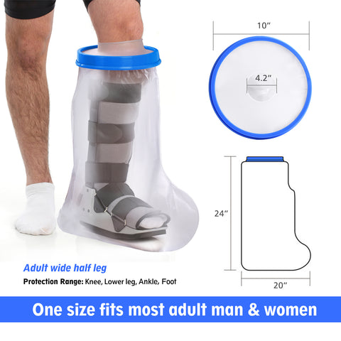 Medots Adult Wide Half Leg Cover Protector for Shower-Reusable Waterproof Cast Cover