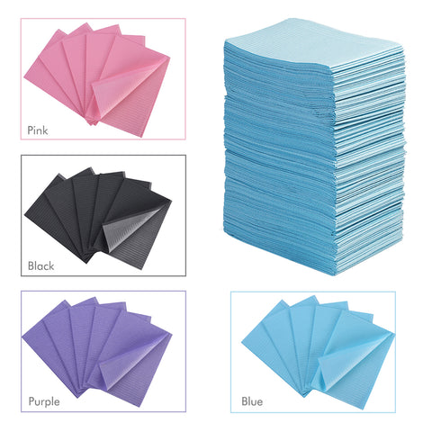 OneMed 1000(8 Bags) Disposable Blue Dental Tattoo Patient Towel Bibs 3-Ply 13"x18"