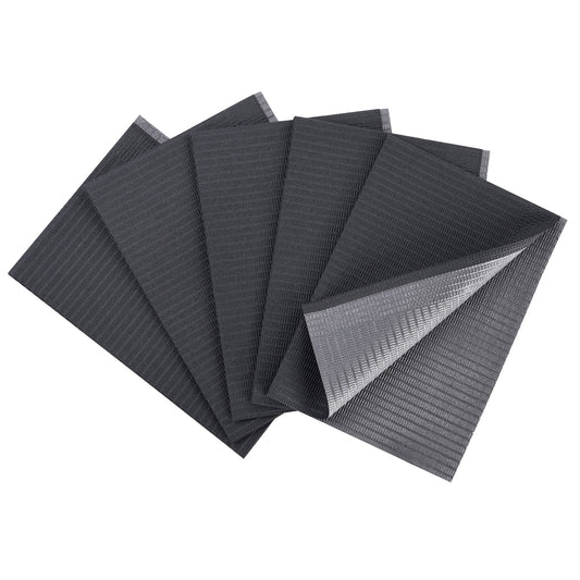 OneMed 1000(8 Bags) Disposable Black Dental Tattoo Patient Towel Bibs 3-Ply 13"x18"
