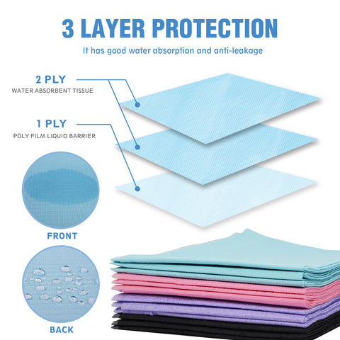 OneMed 1000(8 Bags) Disposable Blue Dental Tattoo Patient Towel Bibs 3-Ply 13"x18"