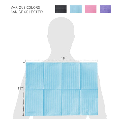 OneMed 1000(8 Bags) Disposable Blue Dental Tattoo Patient Towel Bibs 3-Ply 13"x18"
