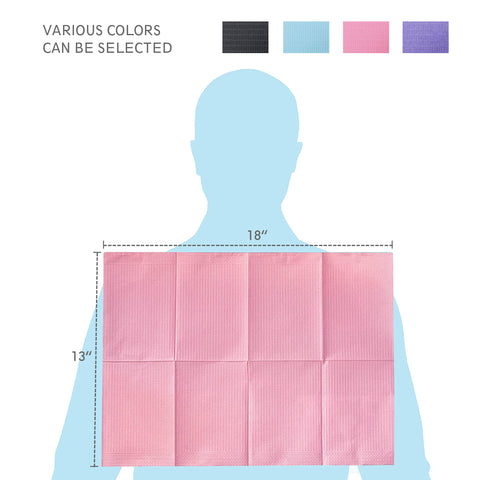 OneMed 250pcs Disposable Pink Dental Tattoo Patient Towel Bibs 3-Ply 13"x18"