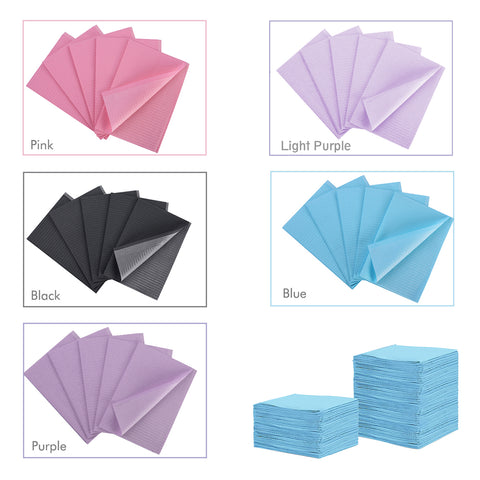 OneMed 250pcs Disposable Purple Dental Tattoo Patient Towel Bibs 3-Ply 13"x18"