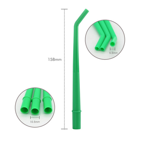 250(10 Bags) OneMed Dental Disposable Large Green 1/4" Surgical Aspirator Tips