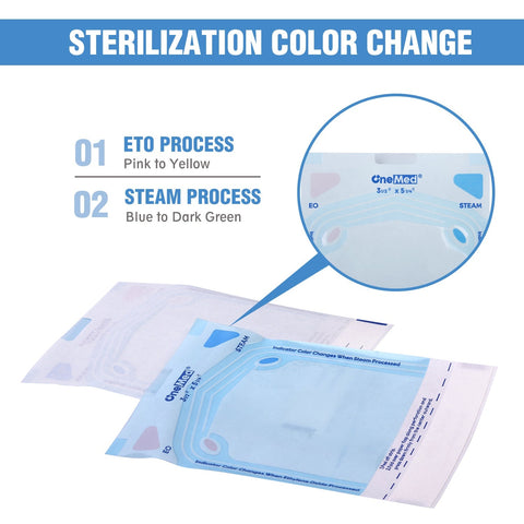 OneMed 3.5"x5.25" Self-Sealing Sterilization Pouches for Autoclave 200/Box