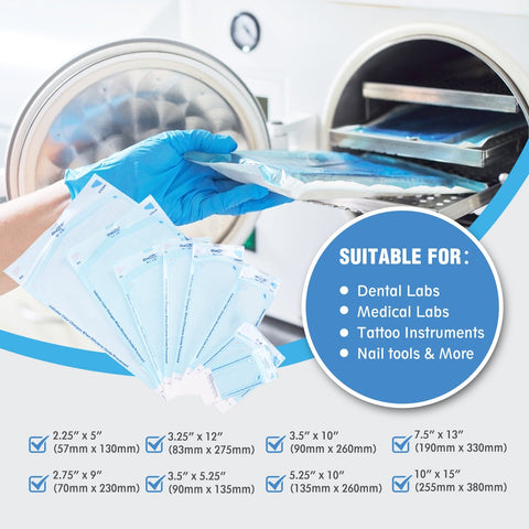 OneMed 3.5"x5.25" Self-Sealing Sterilization Pouches for Autoclave 200/Box